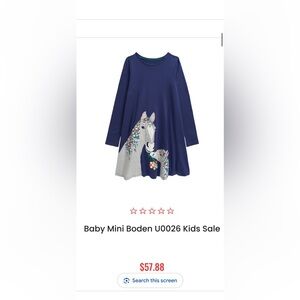 Mini Boden Navy dress with horse design